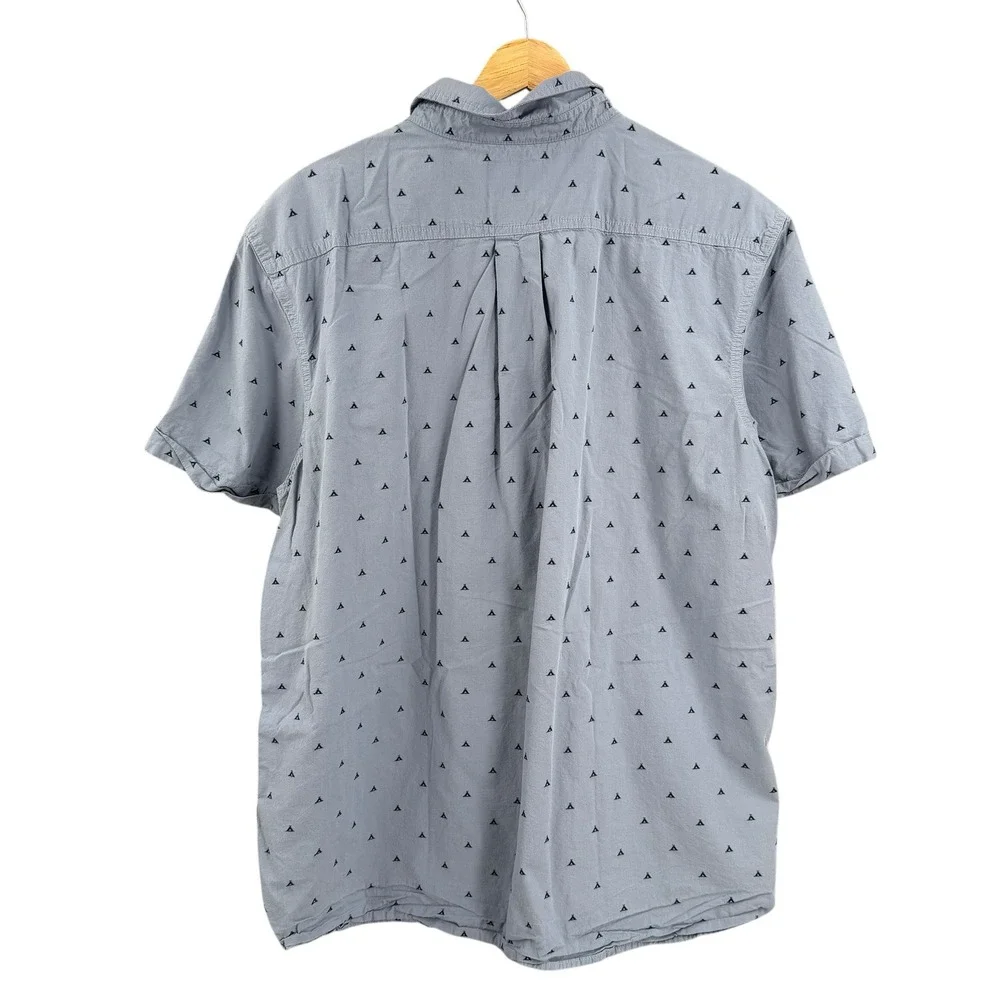 The North Face Button Down‎ Mens XL Blue Short Sleeve Tent Print Cotton Shirt